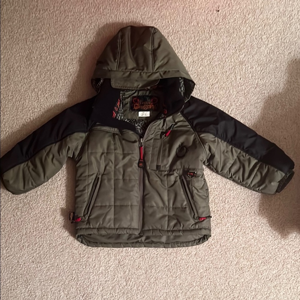 Kids Olive Green Hooded Jacket